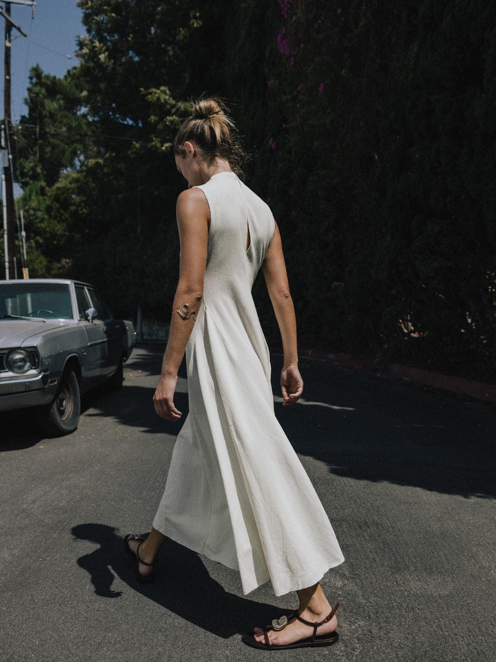 Zara Textured Midi Dress in Cream - Picture 4 of 8